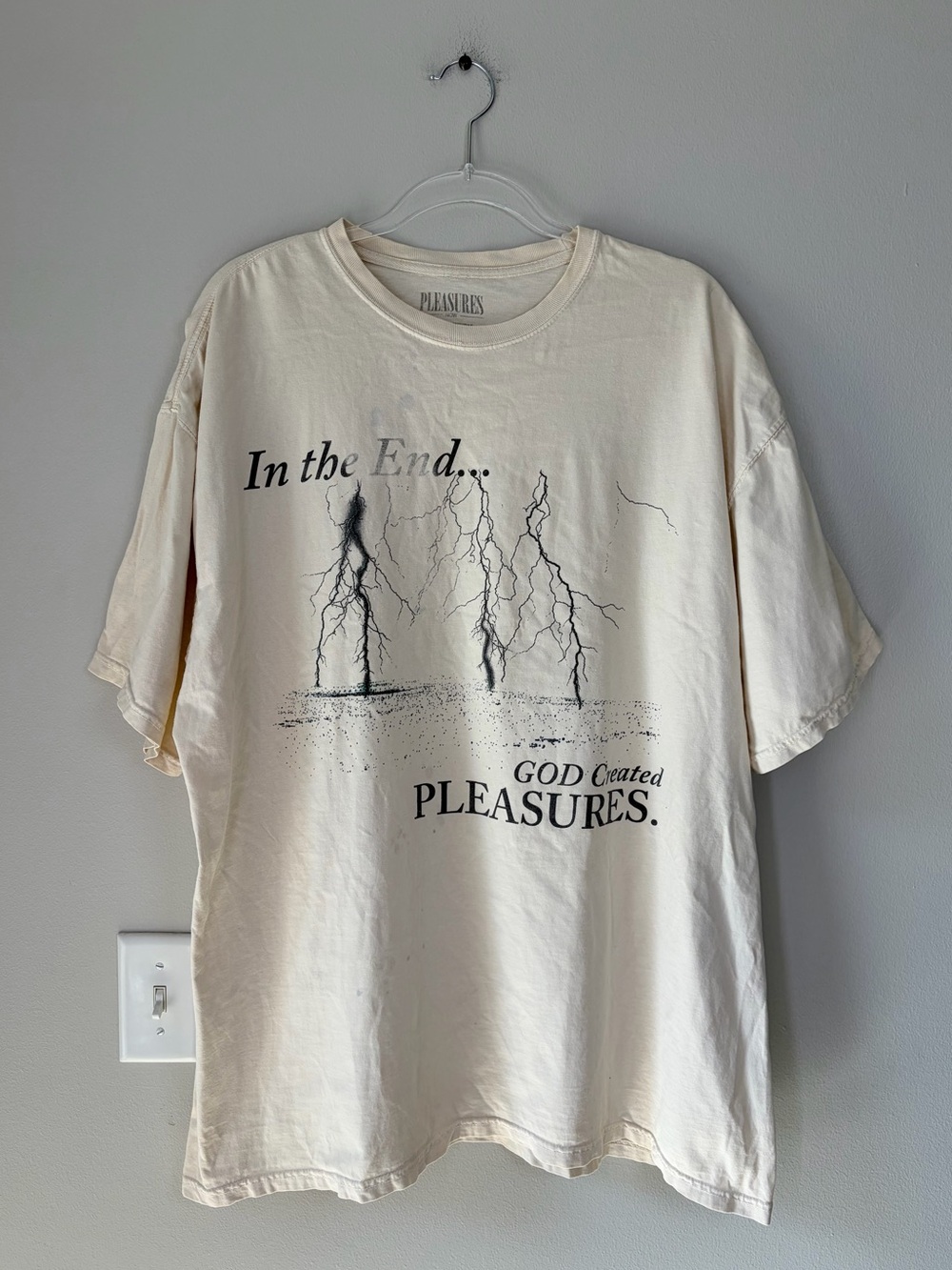 Pleasures End Times Pigment Dye T-Shirt in 'Washed Natural' 100% Cotton